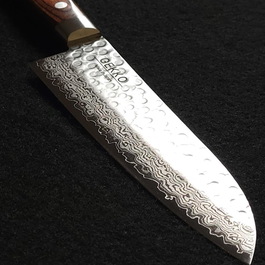 S*T様 VG10 ダマスカス 三徳包丁185mm 茶柄 G1706E 月光作 VG10 ダマスカス 三徳包丁185mm 茶柄 G1706E 月光作